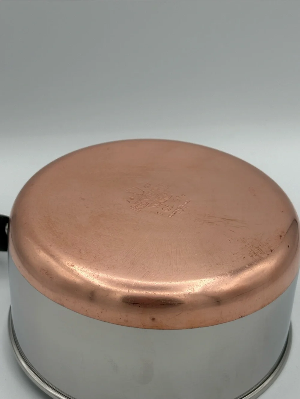 Vintage Revere Ware Copper Bottom Saucepan Set 1 & 1.5 Qt w/Lids USA